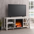thumbnail image 2 of Evelyn&Zoe Sawyer Rectangular TV Stand with Log Fireplace for TV's up to 65" in White, 2 of 9