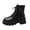 Black, variant on Beige Ladies Pu Leather Lace Up Ankle Boots Block Heel Thick Sole Fall Winter Comfortable Outdoor Casual