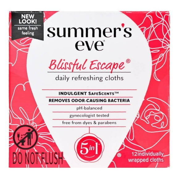 Toallitas húmedas Summer´s Eve Blissful Escape 5 en 1 blissful escape 12 pzas