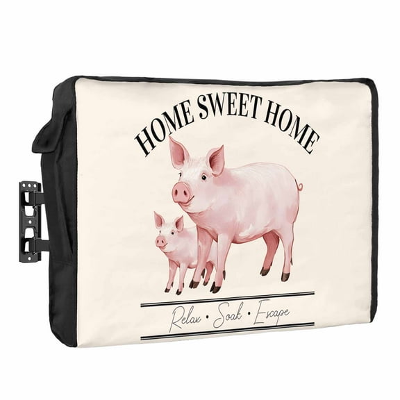 Outdoor TV Cover 70 to 75 Inches, Farmhouse Retro Home Sweet Home Watercolor Pig Waterproof and Weatherproof TV Cover with Remote Control Pocket, Flat Screen TV Cover Protector for Outside TV