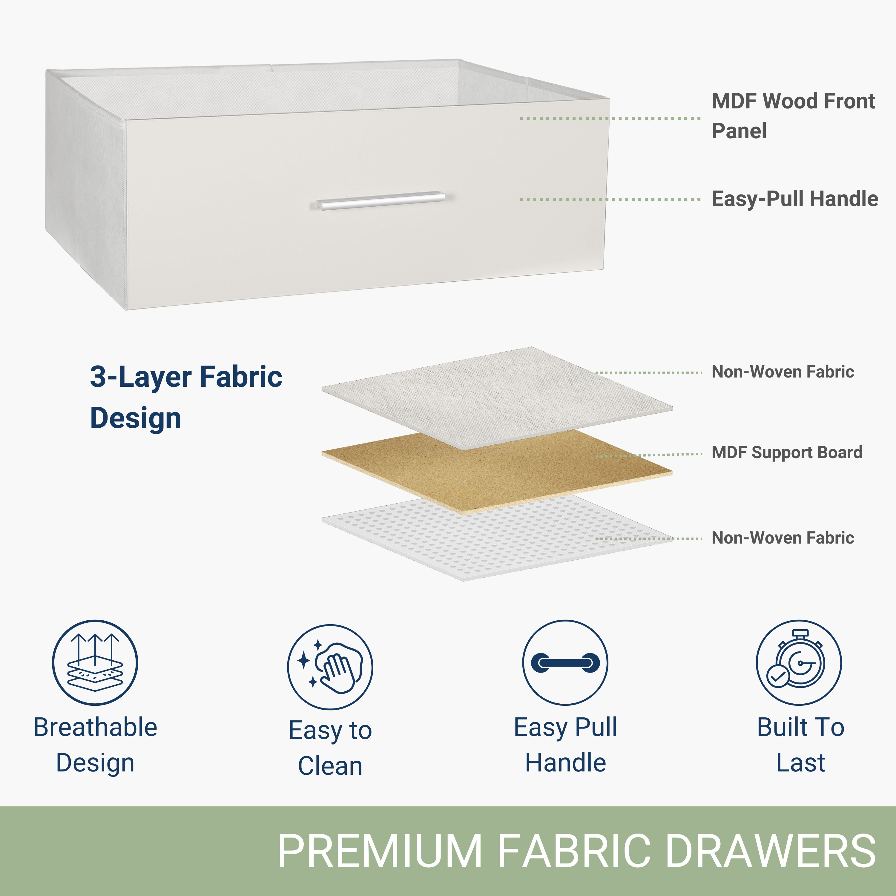 6-Drawer Dresser with Extra Large Fabric Bins, Wood Frame Storage Organizer for Bedroom, Living Room, or Hallway, Versatile Design Doubles as a TV Stand, Ideal for Home Organization, White