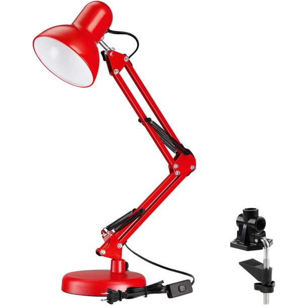 Torchstar Metal Swing Arm Desk Lamp Interchangeable Base Clamp For College Red Com Torchstar Metal Swing Arm Desk Lamp, 36 In Black Metal Swing Arm Led Desk Lamp With Clamp