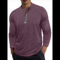 thumbnail image 1 of Camisetas Henley para Hombre, Larga Raglán, Informales, Ajustadas, Ligeras, de Moda. Vino Tinto XL, 1 of 7