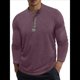 thumbnail image 1 of Camisetas Henley para Hombre, Larga Raglán, Informales, Ajustadas, Ligeras, de Moda. Vino Tinto XL, 1 of 7