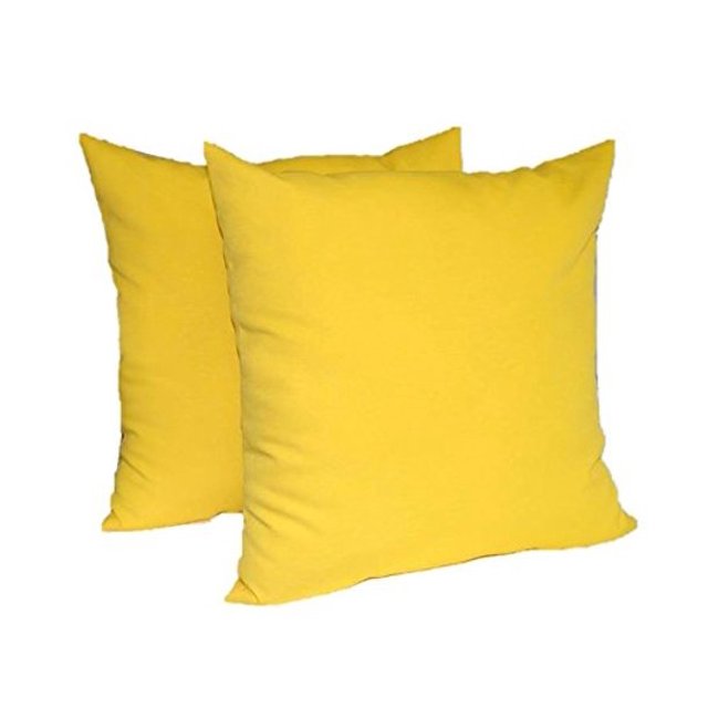 Set of 2 In/Outdoor Oversized Square Throw Pillows Solid Yellow