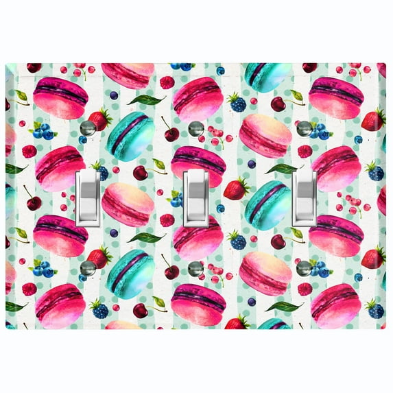 Metal Light Switch Plate Cover Macaroon Fruit Leaves French Desserts CAK016