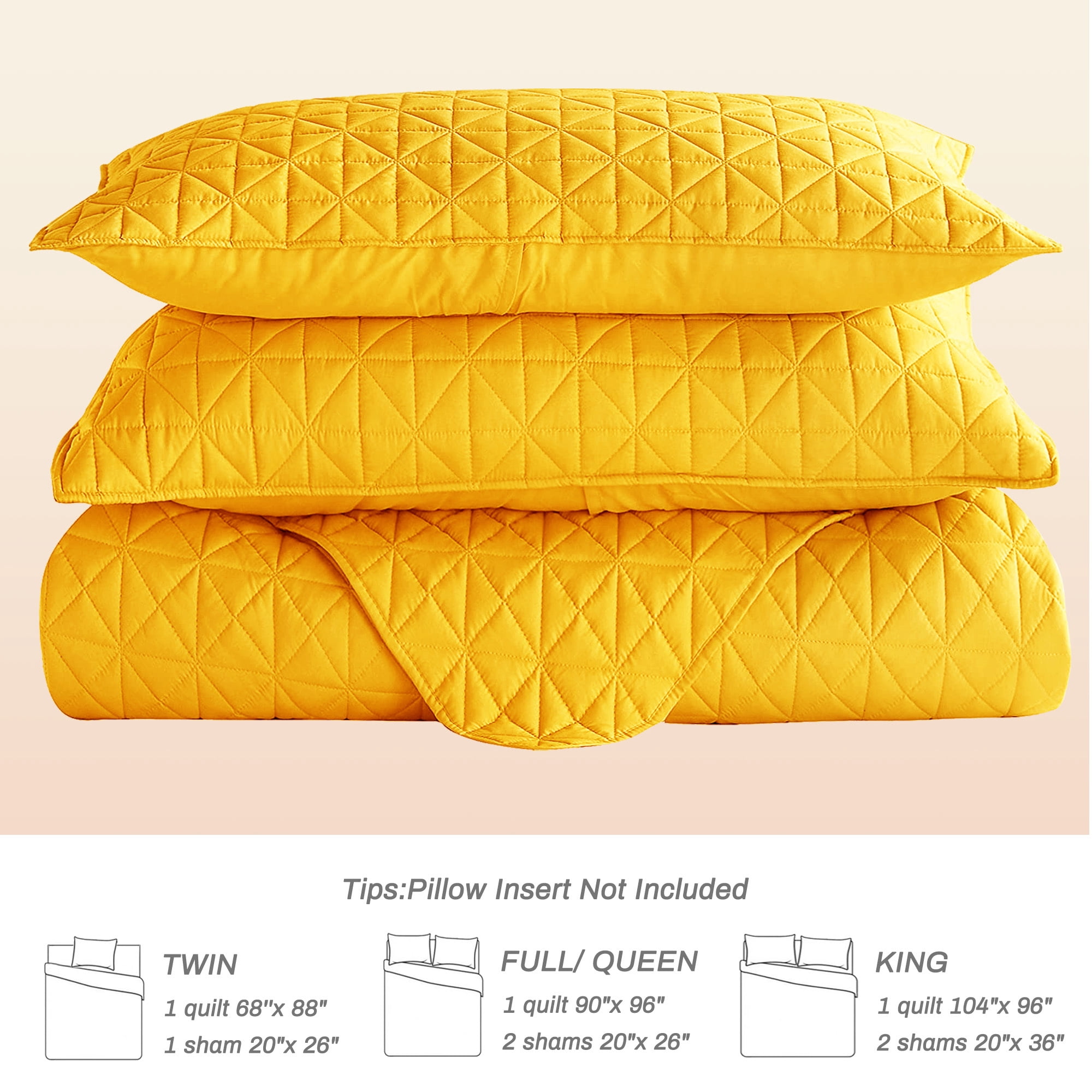 Exclusivo Mezcla Twin Quilt Bedding Set, Lightweight Soft Yellow Twin Bedspreads Coverlets with Geometric Stitched Pattern