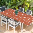 thumbnail image 2 of Burnt Orange Spring Easter Table Cloths for 8 Foot Rectangle Tables, Cute Bunny Botanical Patio Waterproof Elastic Fitted Tablecloths, Washable Rectangular Table Cover for Camping, 2 of 8