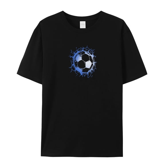 Women's Graphic T-Shirt Tops Black M Urban Soccer Ball Sports Women's Tops Crew Neck Short Sleeve Tees