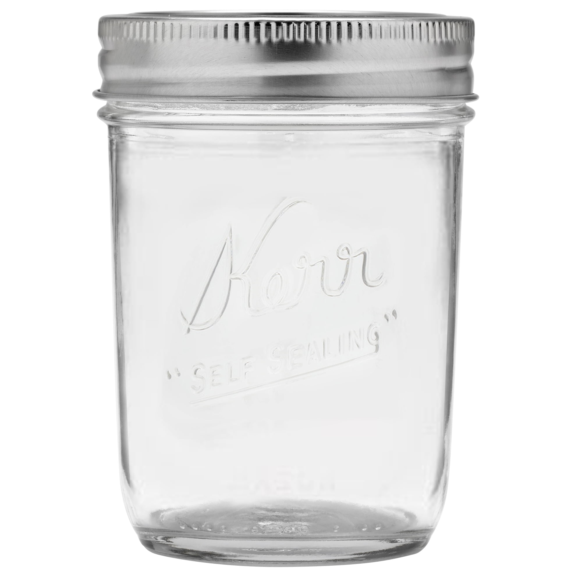 Kerr Wide Mouth Half-Pint 8 Oz Glass Mason Jars with Lids and Bands 12Count USA 
