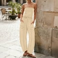 thumbnail image 4 of gakvbuo Summer Jumpsuits Womens Casual Strapless Overalls Playsuit Suspender Trousers Off The Shoulder Rompers Sleeveless Outfits With Pockets, 4 of 9