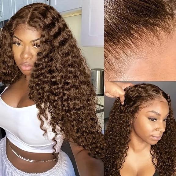 Brown wig hot selling lace 13*4 small winding tube long curly hair synthetic fiber wig