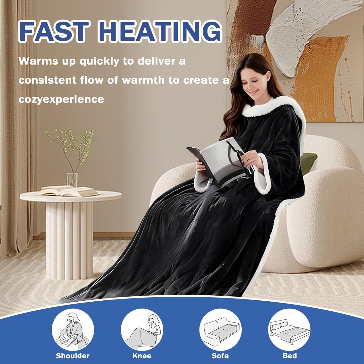 Heated Wearable Blanket with Feet, 2026 Upgrade Heated Wearable Blanket, 50"X70" Electric Blanket Heated Robe for Home, 10 Heating Levels Robe Snuggie Blankets for Mom(Grey)