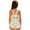 thumbnail image 2 of COEQINE Girls One Piece Tankini Swimsuit with Full Coverage Skirt and Inner Brief, Soft Scoop Neck Swimwear, Secure Fit Comfortable Bathing Suit for 6-7 Years, Vintage Tropical Palm Tree, 2 of 8