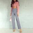 thumbnail image 3 of High Waist Pants Loose Wide Leg Pants for Women Spring Fall Ladies Office Trouser Full Length Straight Pant Outwear, 3 of 5