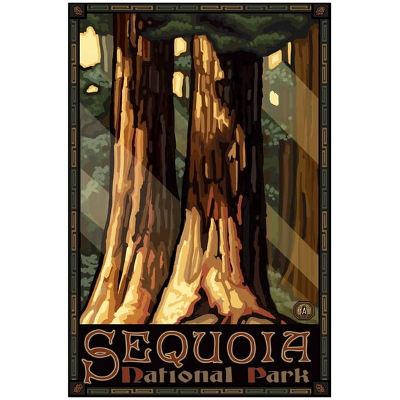 Sequoia National Park Giant Trees Giclee Art Print Poster from Travel Artwork by Artist Paul A. Lanquist 24" x 36"