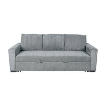 Poundex Upholstered Corduroy Convertible Sofa in Fog