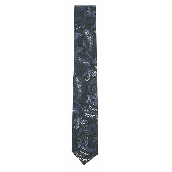 Gierremilano Men's Forest Green / Navy White Silk and Wool Paisley Necktie - One Size