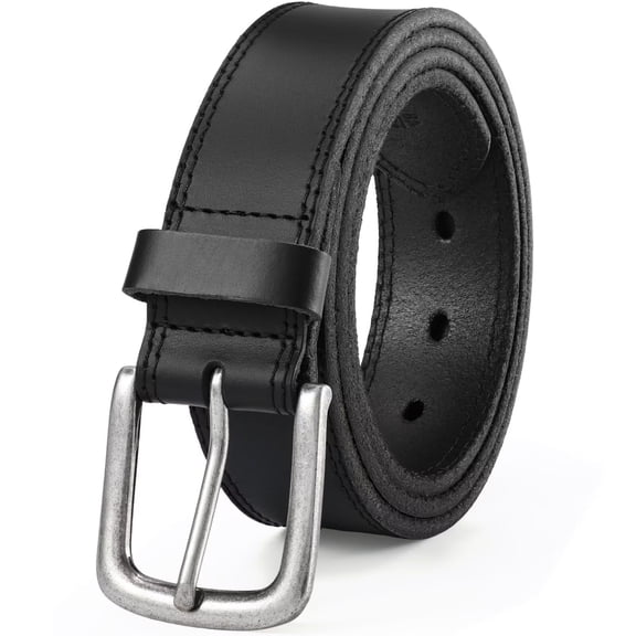 JASGOOD Men's Full Grain Leather Belt, 1.4" Wide Leather Belt with Scratch-Resistant Pin Buckle for Jeans & Khakis