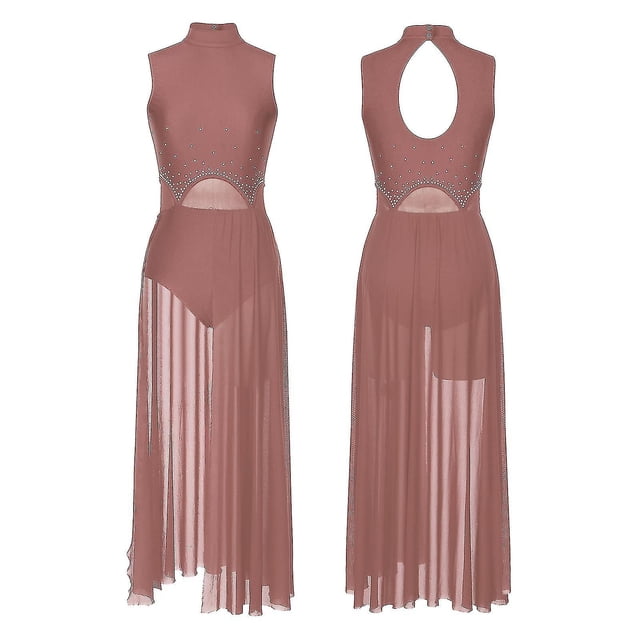 Vestido de baile lírico contemporáneo para mujer, tutú de Ballet de malla transparente brillante, vestido de leotardo de gimnasia, disfraz de salón actuación en escenario