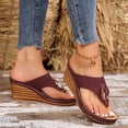 thumbnail image 5 of ShiShine Women's Hollow out Thong Wedge Slide Sandals Open Toe Slip On Beach Vacation Walking Shoes, 5 of 7
