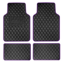 FH Group Deluxe Universal Fit Non-Slip Faux Leather Car Floor Mats Purple - 4pc