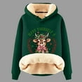 thumbnail image 2 of Telankuip 2025 Fashion Christmas Hoodies for Women Sherpa Lined Warm Long Sleeve Pullover Sweatshirts X-Mas Letter Printed Cute Cow Graphic Soft Comfort Hooded Tops Dark Green XXXL, 2 of 3