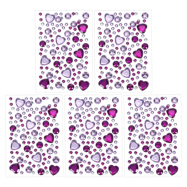 Uxcell Self-Adhesive Rhinestone Stickers, 2 Pcs Face Gems Jewel Stickers Crystal Circle Embellishment, Pink/Red