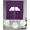thumbnail image 5 of Solid Color Swag Valance and Tier Curtains Set Purple Kitchen Curtains 3 Piece Set Rod Pocket Panels for Bedroom Cafe Swag Valances and 24 inches Tiers, 5 of 6