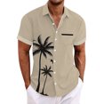 thumbnail image 2 of LRGSHF Men's Button Down Short Sleeve Shirts Palm Tree Tops Summer Casual Comfortable Tropical Beach Blouse with Chest Pocket Lightweight Breathable Vacation Shirt, 2 of 5