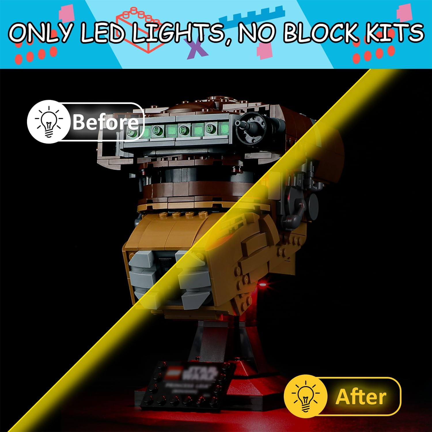 LED Light Kit for Lego 75351 Princess Leia Boushh Helmet Set, Compatible with Lego 75351 Building Blocks Model(Not Include Blocks Set)