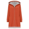 thumbnail image 5 of XPMWRP Women's Oversized Zip Up Hooded Jacket Solid Color Long Sleeved Casual Coats Winter Warm Trendy Mid Length Jacket Orange XL, 5 of 7