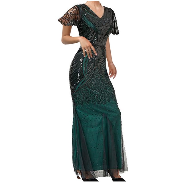 Cameland Robe de Soirée pour Femme, Ourlet Sirène à Paillettes des Années 1920, Maxi Longue, Robe de Bal Formelle