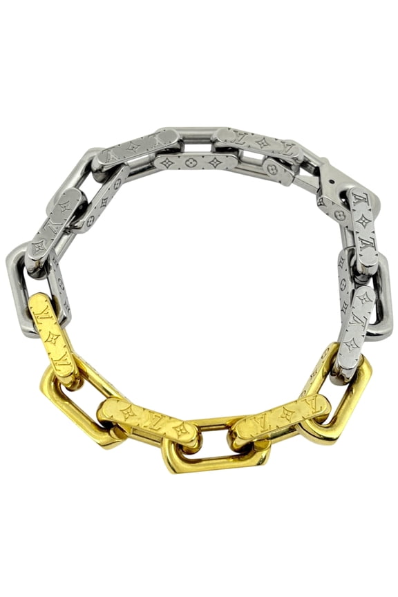 Pre-Owned Louis Vuitton Monogram LV GP Silver Plated Bracelet Chain for Women