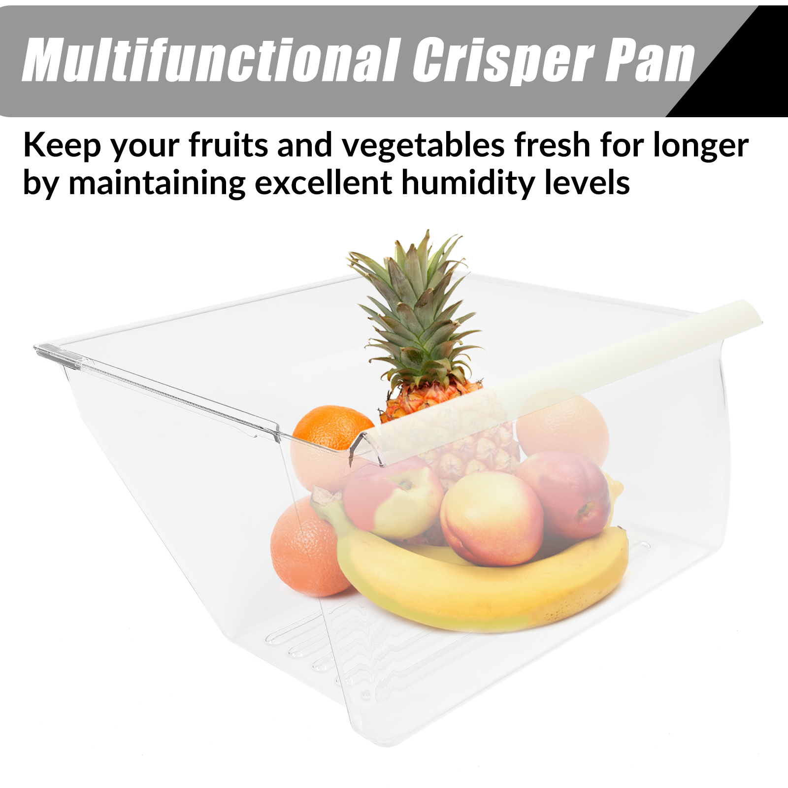 Kojem WP 2188664, Frigidaire Crisper Pan Drawer Bin, Replacement Fit for Whirlpool, Kenmore, Maytag, Refrigerator, Clear Crisper Pan Bottom Drawer