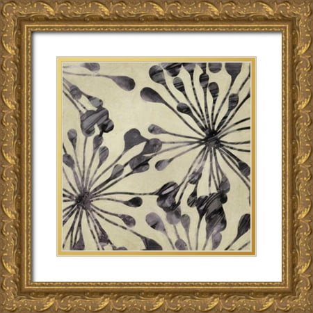 Greene Taylor 26x26 Gold Ornate Wood Framed with Double Matting Museum Art Print Titled - Floral Burst I