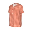 thumbnail image 2 of Rocae Orange Gingham for Breathable Men's Baseball T-Shirt Fashionable Casual Baseball Jersey, Moisture-wicking Sportswear Medium, 2 of 9