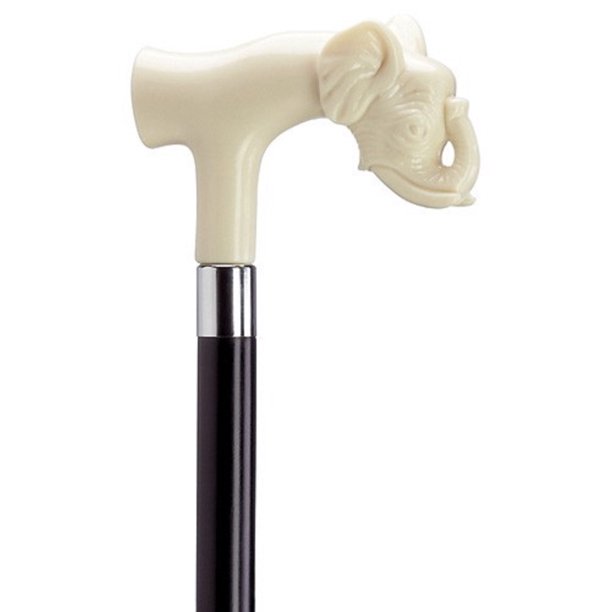 Harvy Canes Decorative European Elephant Head Derby Handle Walking Cane 36" Ivory/Black