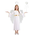 thumbnail image 4 of iiniim Girls Halloween Cosplay Angel Dress with Feather Wings Headband Fairy Sticks Set White 12, 4 of 7