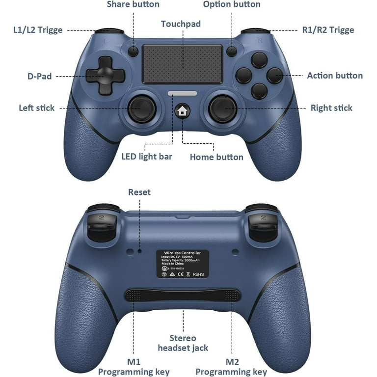 Andoe Bluetooth Wireless Controller for PS4 & PC, with 6