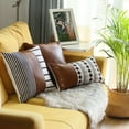 thumbnail image 2 of Bohemian Faux Leather and Striped Throw Pillow, 2 of 6