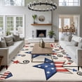 thumbnail image 3 of 5'x8' Area Rugs, 4th of July Indoor Outdoor Area Rug for Living Room Bedroom, Blue Red Star Rustic Independence Day Washable Bathroom Rugs Kitchen Floor Carpet Mats Home Decor Aesthetic, 3 of 8