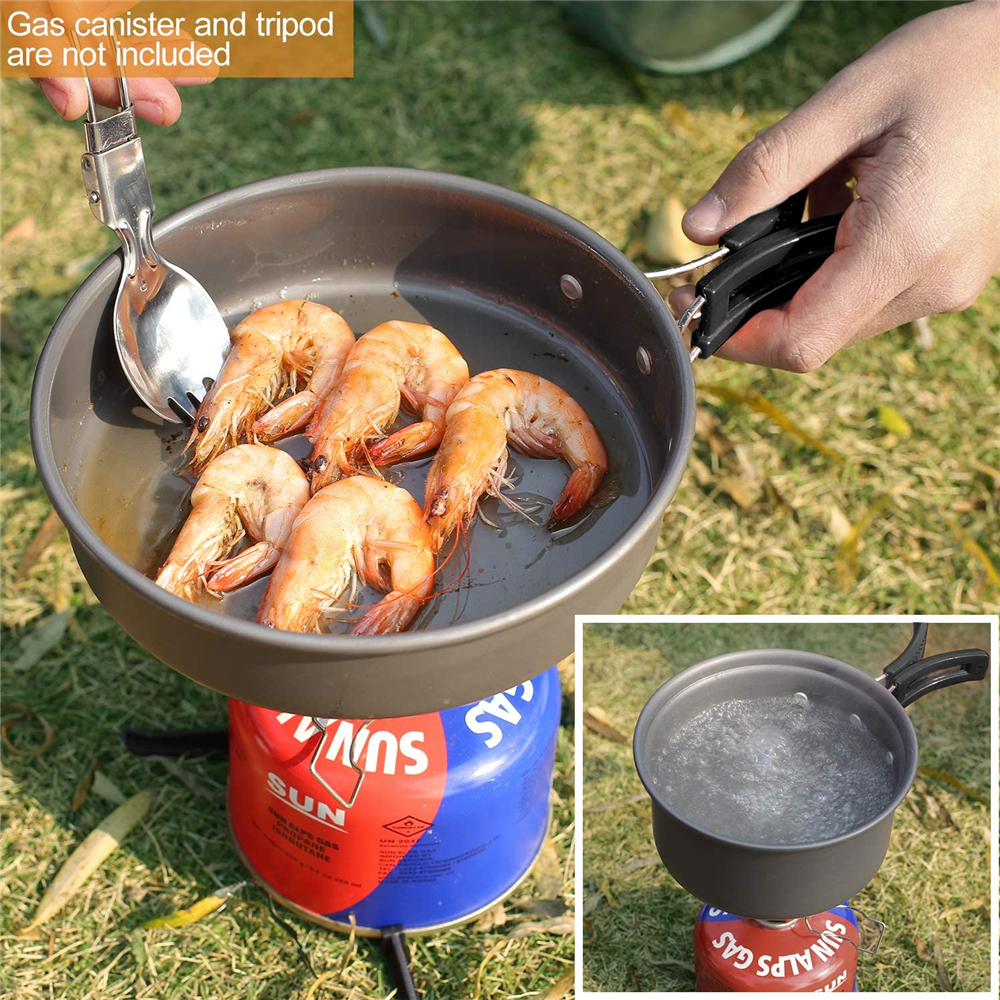 Outdoor Camping Portable Tableware Fry Pan Pot Cooking Travel Picnic Set - image 4 of 8