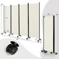 thumbnail image 3 of Costway 4-Panel Folding Room Divider 6FT Rolling Privacy Screen with Lockable Wheels White, 3 of 9
