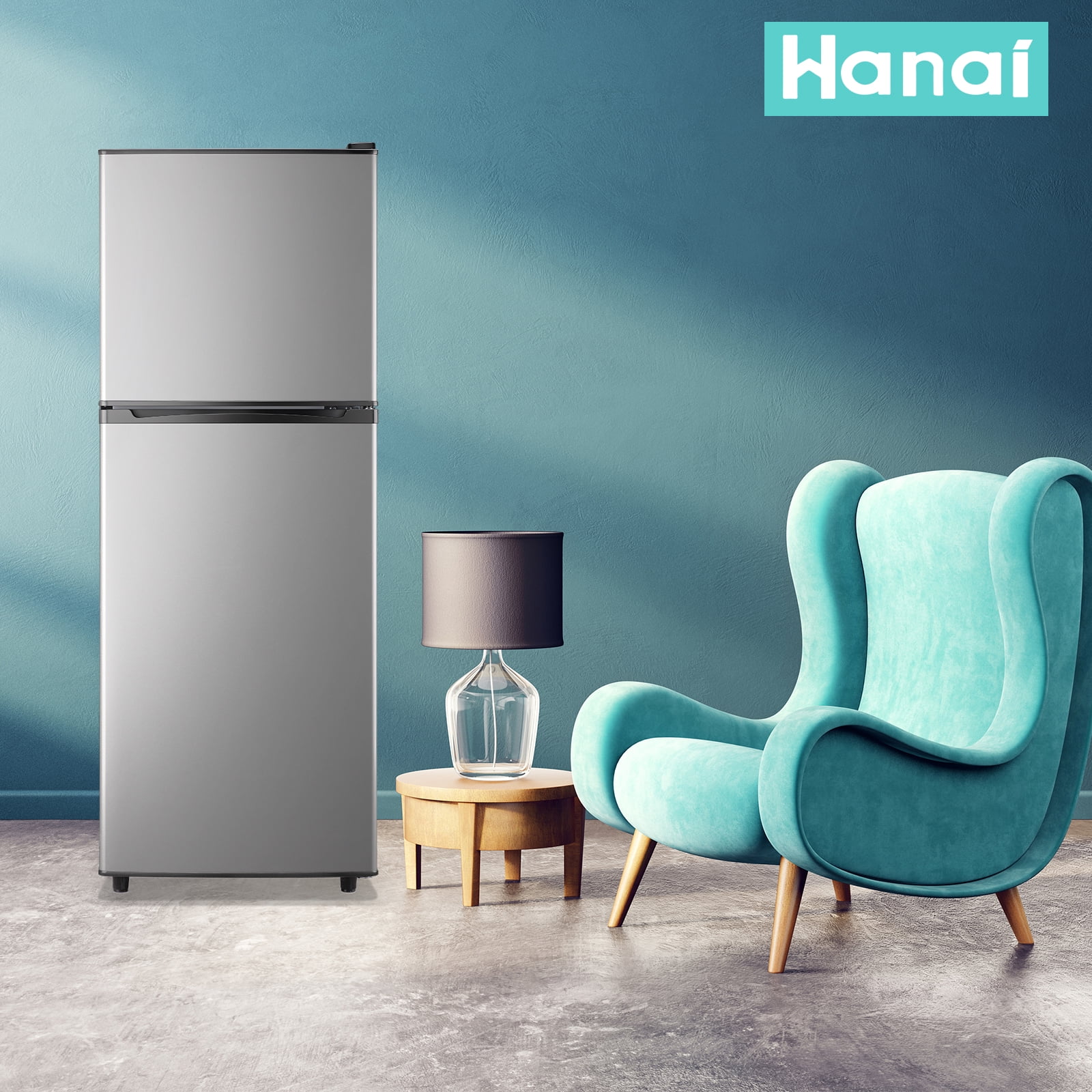 WANAI 4.5 Cu.ft Large Size Mini Fridge with Adjustable Thermostat, Compact Refrigerator Silver, New