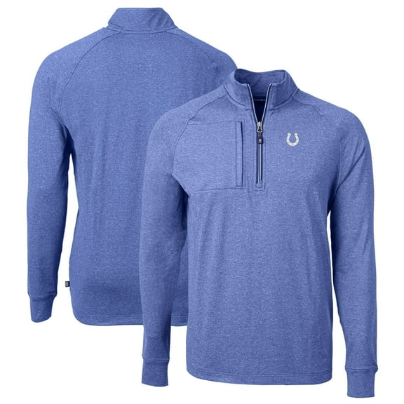Men's Cutter & Buck Heather Royal Indianapolis Colts Big & Tall Adapt Eco Knit Quarter-Zip Pullover Top