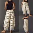 thumbnail image 3 of Women Summer Lace Trim Polka Dot Wide Leg Palazzo Pants High Waisted Cropped Baggy Trousers, 3 of 7