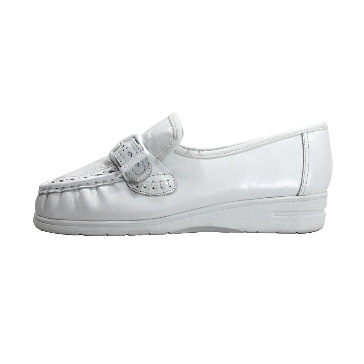 24 HOUR COMFORT Livia Women's Wide Width Leather Shoes WHITE 5
