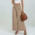 thumbnail image 7 of Timegard Wide Leg Pants for Women Elastic Waist Solid Color Casual Loose Comfy Trousers with Pockets, 7 of 7