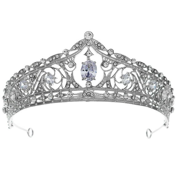 DINHEAROM Bride Elegant Crown Bridal Tiara Rhinestone Crown Silver Rhinestone 1Pack